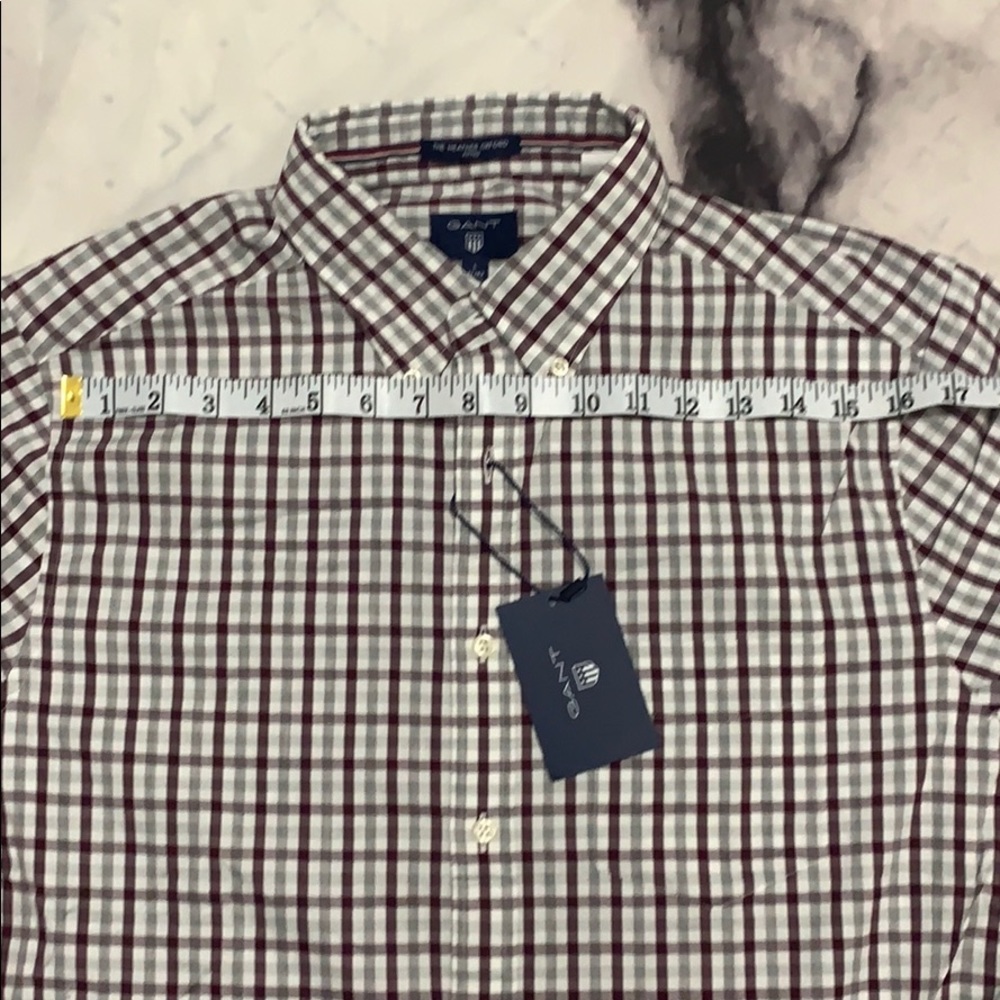 Gant Oxford Button Down Check Fit Port Red Large - Picture 12 of 12